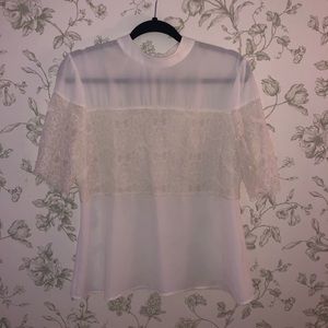 White Lace Trim Blouse
